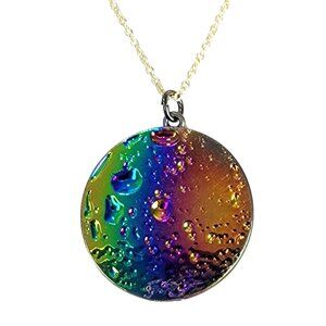 Rainbow Moon Circle Necklace Gold Tone Adjustable Chain Women Jewelry New Clasp